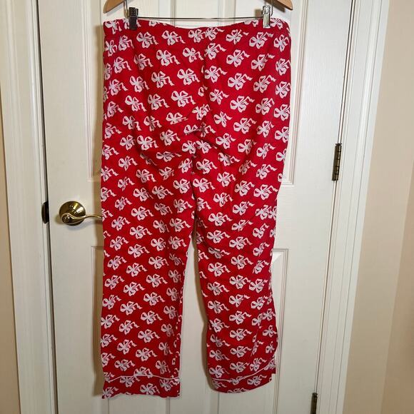 J. Crew Red and White Bow Pajama Pants Holiday Jammies Size Extra Large - Picture 5 of 6